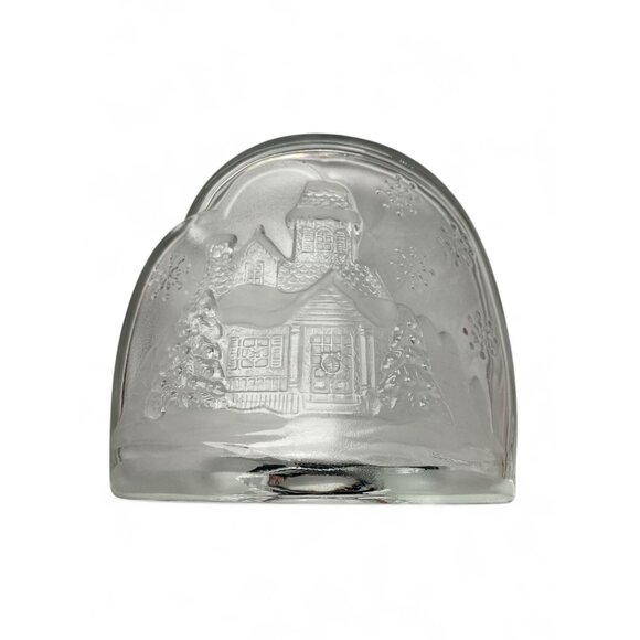 Luminarc Welcome Home Glass Candle Holder Snowy House Design Made in France 1991 - Picture 4 of 6